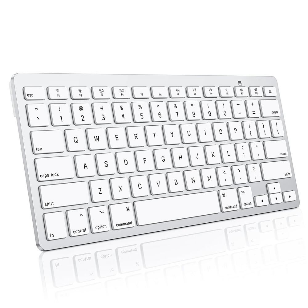 OMOTON Wireless Keyboard KB066 Bluetooth Slim Windows Mac iOS Android Silver